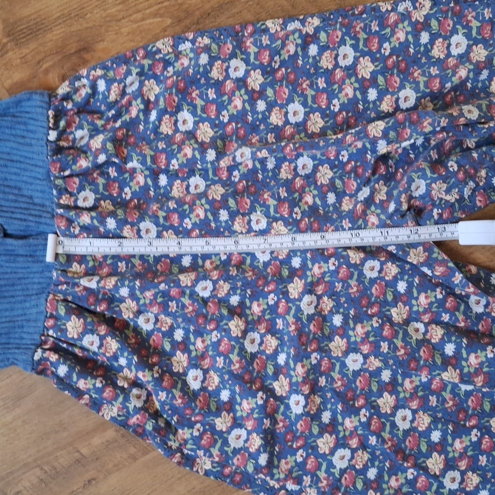 90s Vintage Kids Floral Denim Lace Collared Jumpsuit - Picture 13 of 14